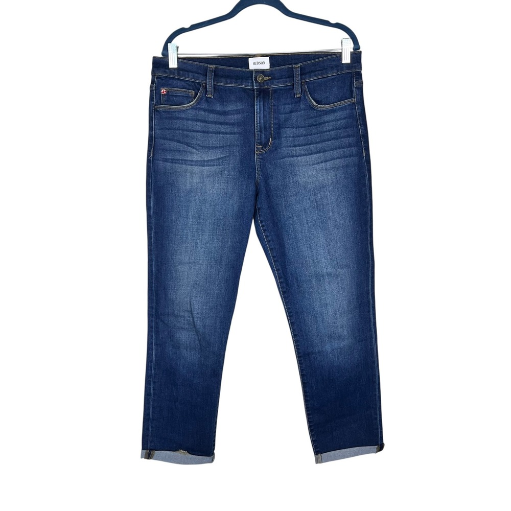 Hudson Womens‎ Mid Rise Cropped Jeans Medium Wash Cuffed Denim Blue Size 32
